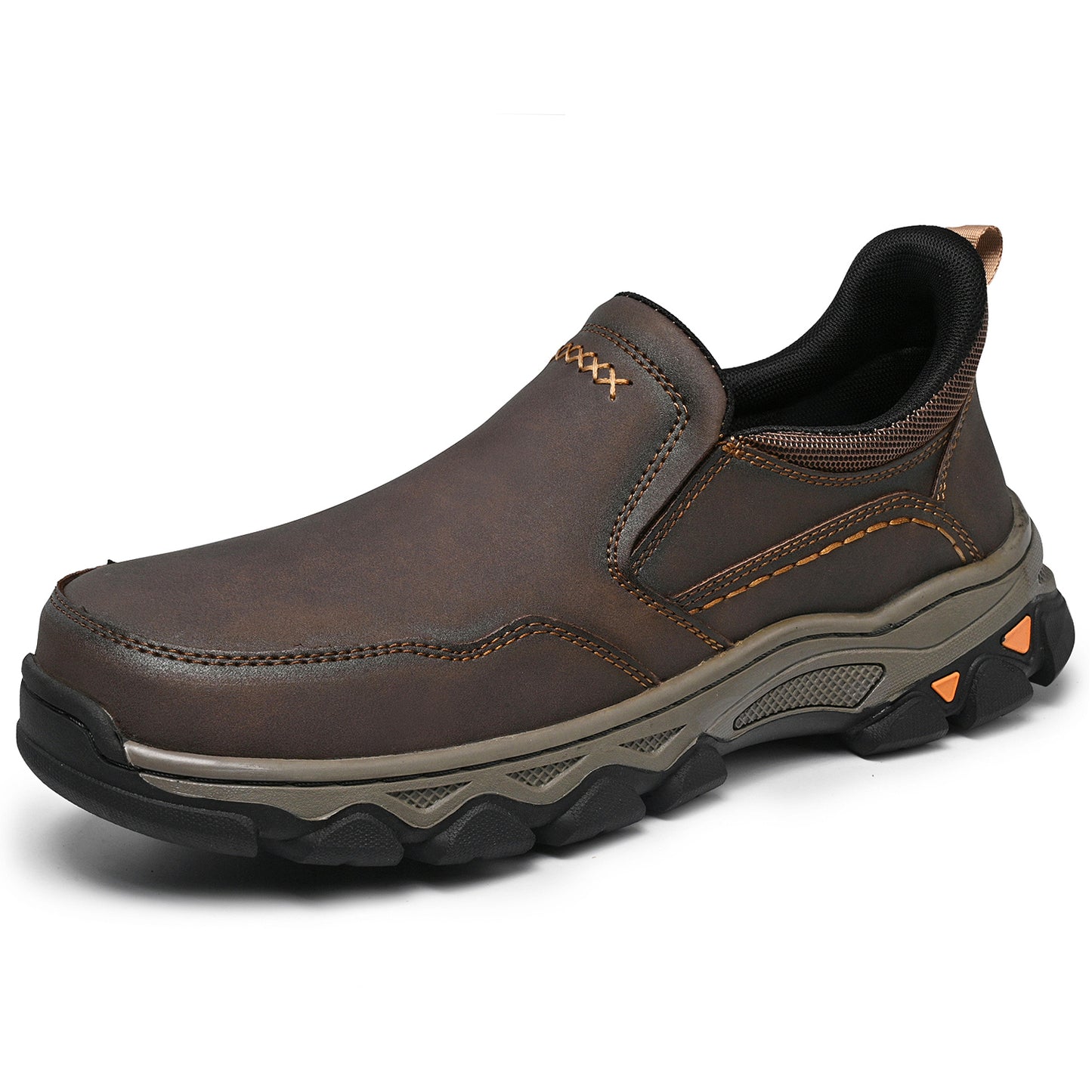 Mostelo® Mens Slip On Casual Outdoor Leather Walking Hiking Shoes V3382/V3699