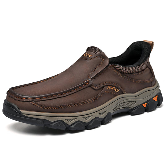 Mostelo® Mens Slip On Casual Outdoor Leather Walking Hiking Shoes V3689