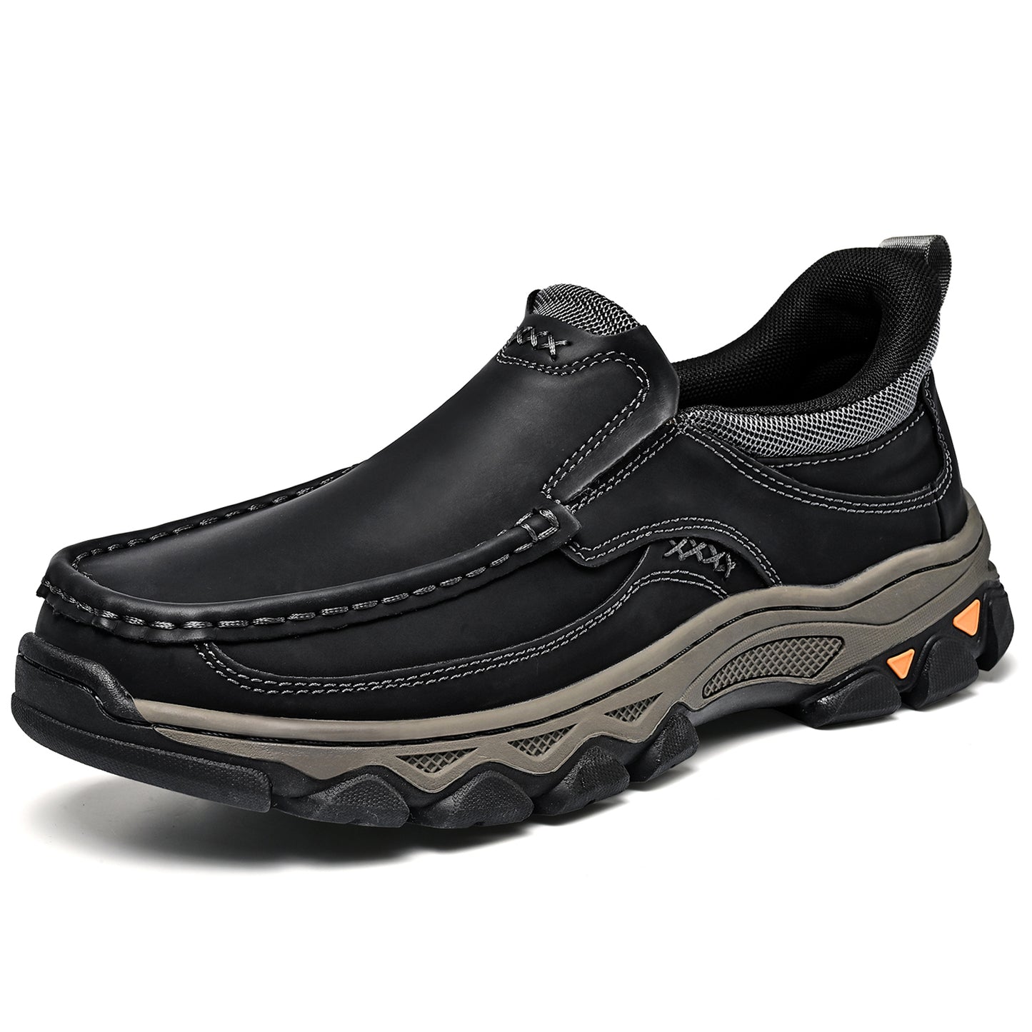 Mostelo® Mens Slip On Casual Outdoor Leather Walking Hiking Shoes V3689