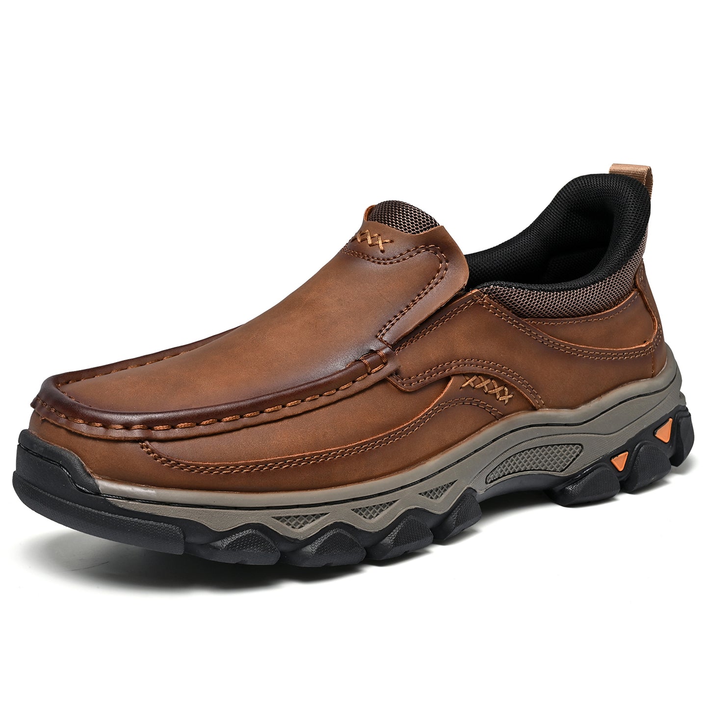 Mostelo® Mens Slip On Casual Outdoor Leather Walking Hiking Shoes V3689