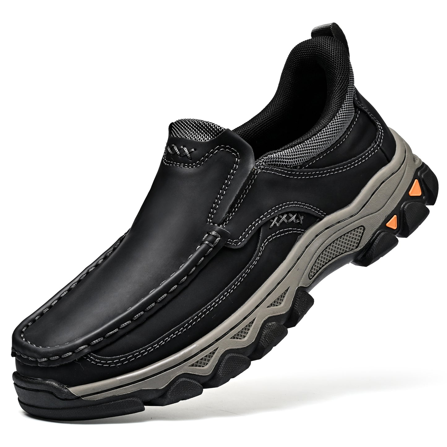 Mostelo® Mens Slip On Casual Outdoor Leather Walking Hiking Shoes V3689