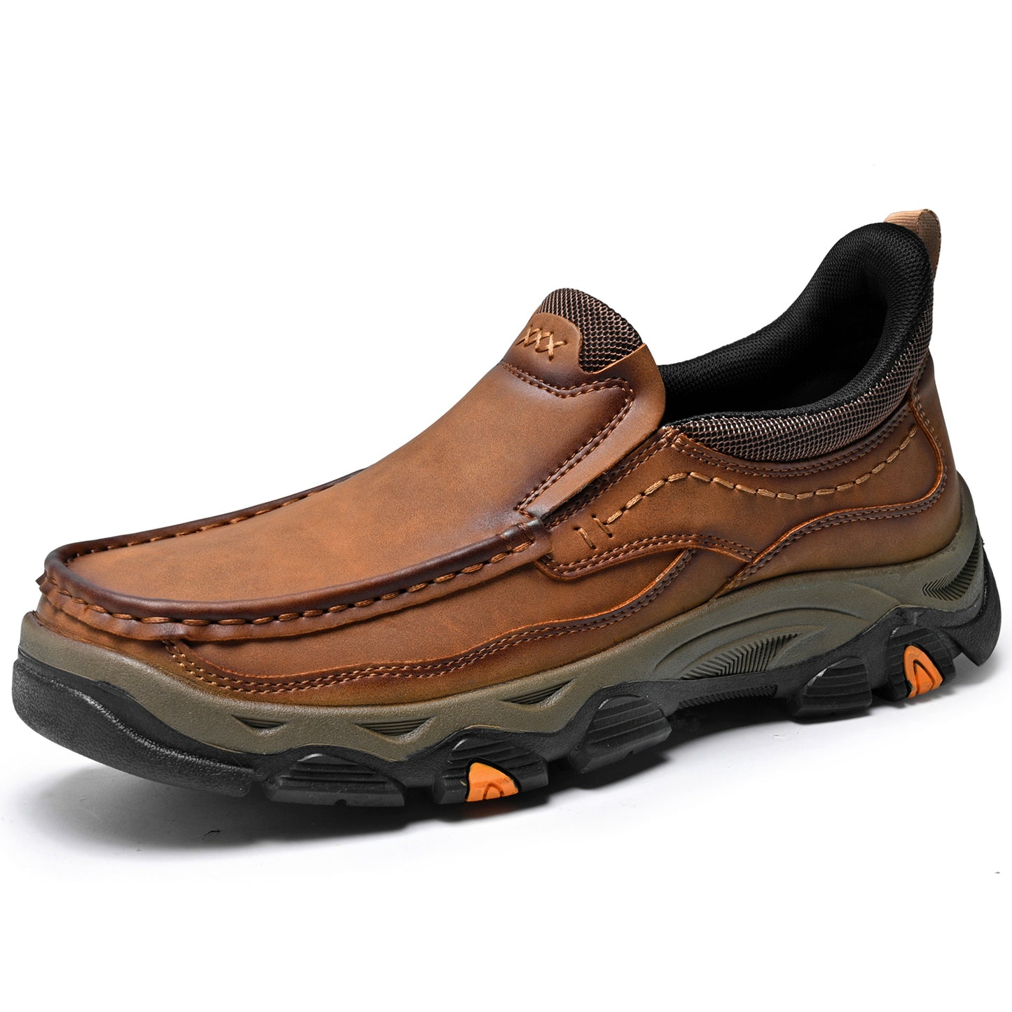 Mostelo® Mens Slip On Casual Outdoor Leather Walking Hiking Shoes V3672/V3673