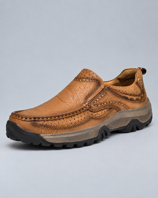 Men's Genuine Leather Slip-On Comfort Walking Shoes