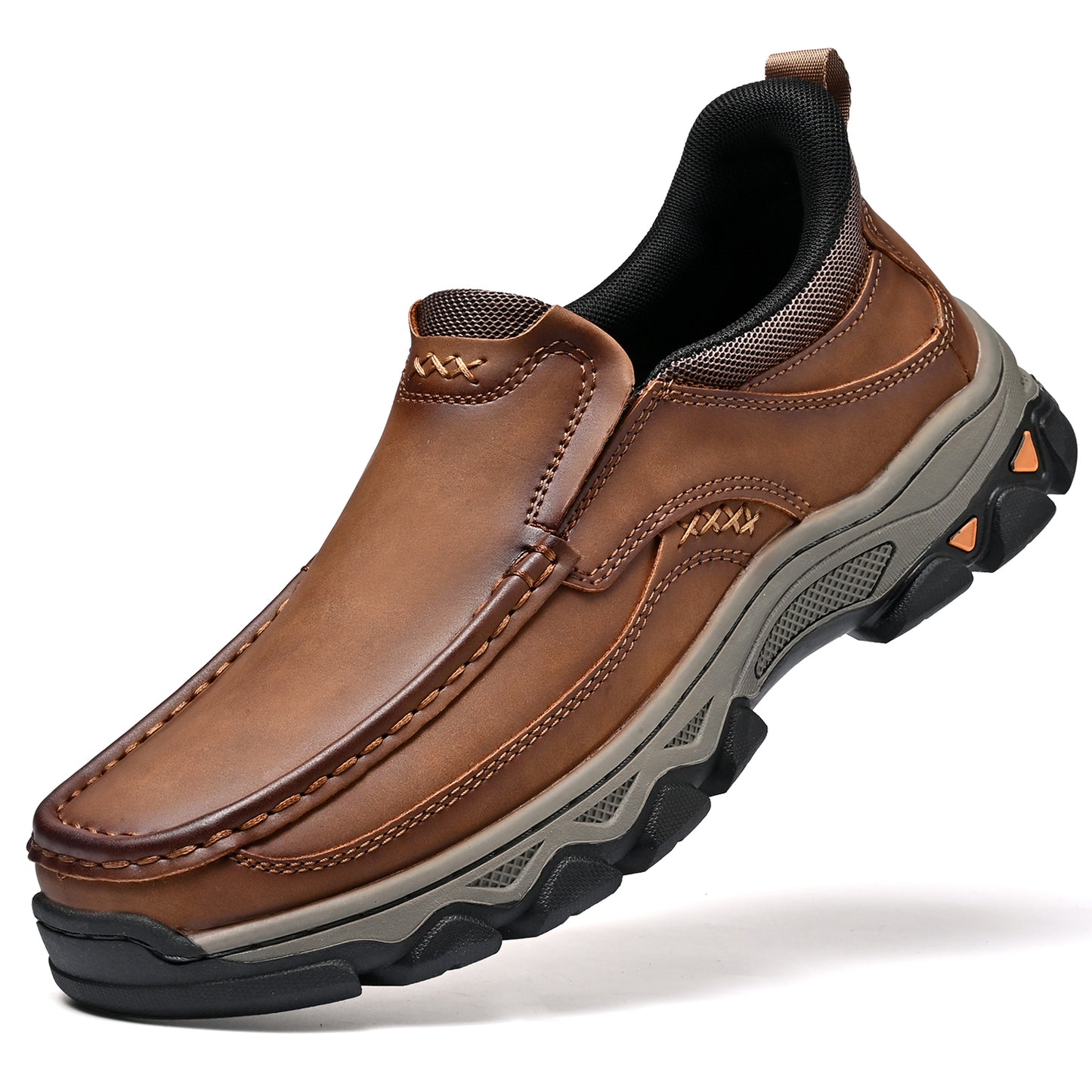Mostelo® Mens Slip On Casual Outdoor Leather Walking Hiking Shoes V3689