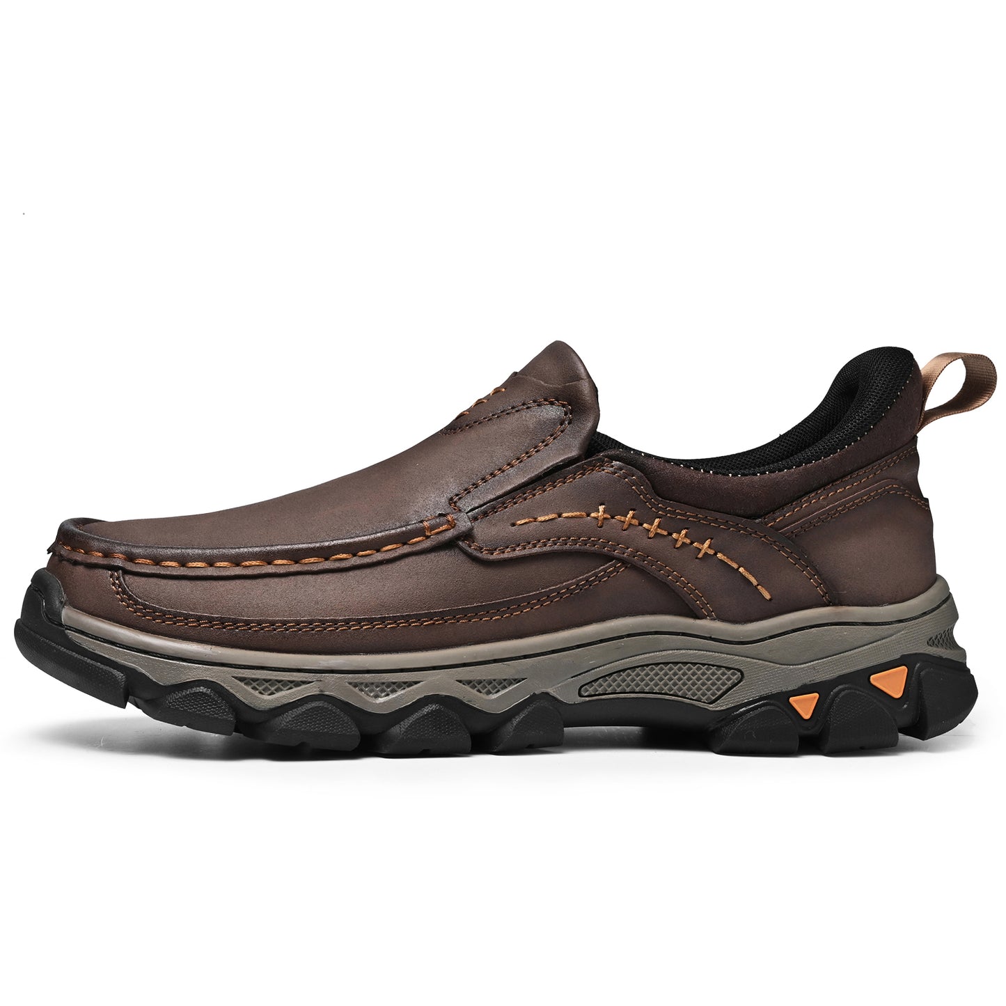 Mostelo® Mens Slip On Casual Outdoor Leather Walking Hiking Shoes V3688