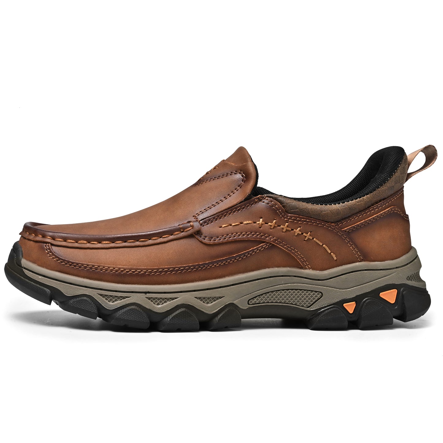 Mostelo® Mens Slip On Casual Outdoor Leather Walking Hiking Shoes V3688