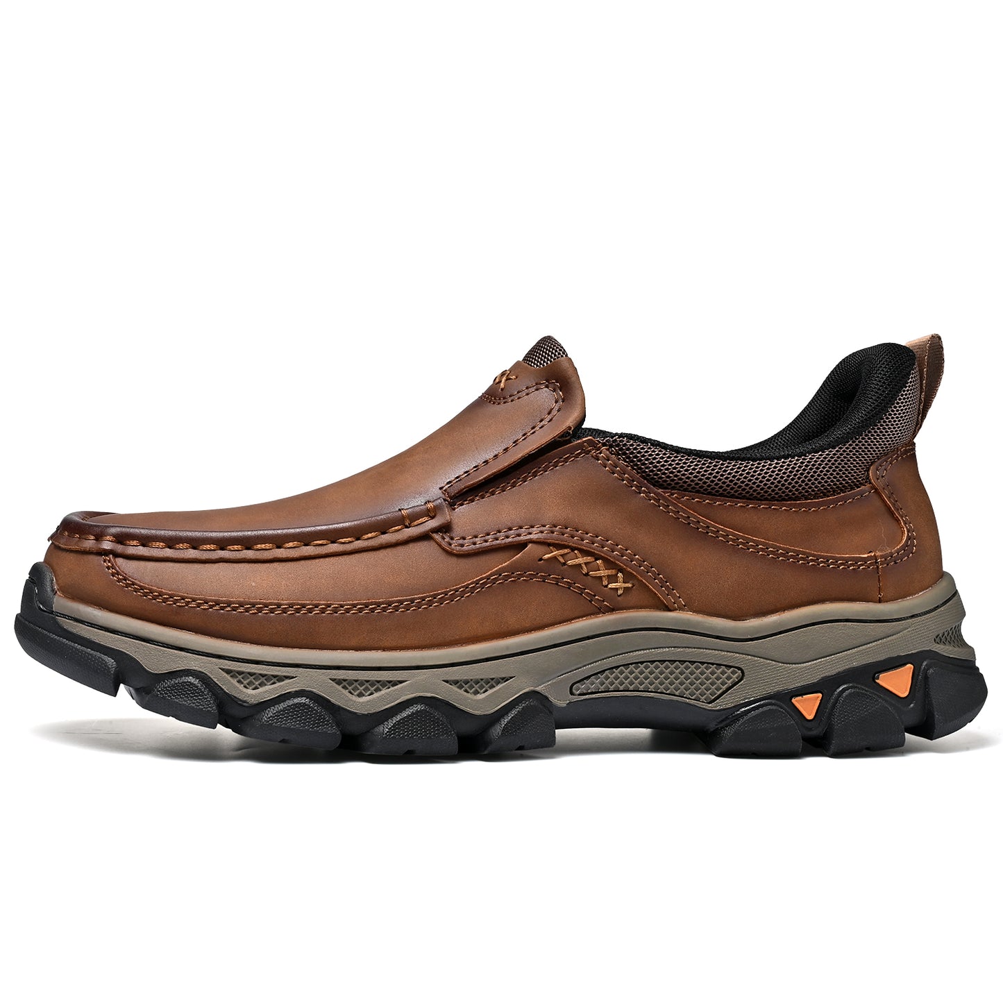 Mostelo® Mens Slip On Casual Outdoor Leather Walking Hiking Shoes V3689