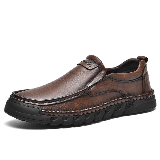 Mostelo® Mens Slip On Casual Outdoor Leather Walking Hiking Shoes