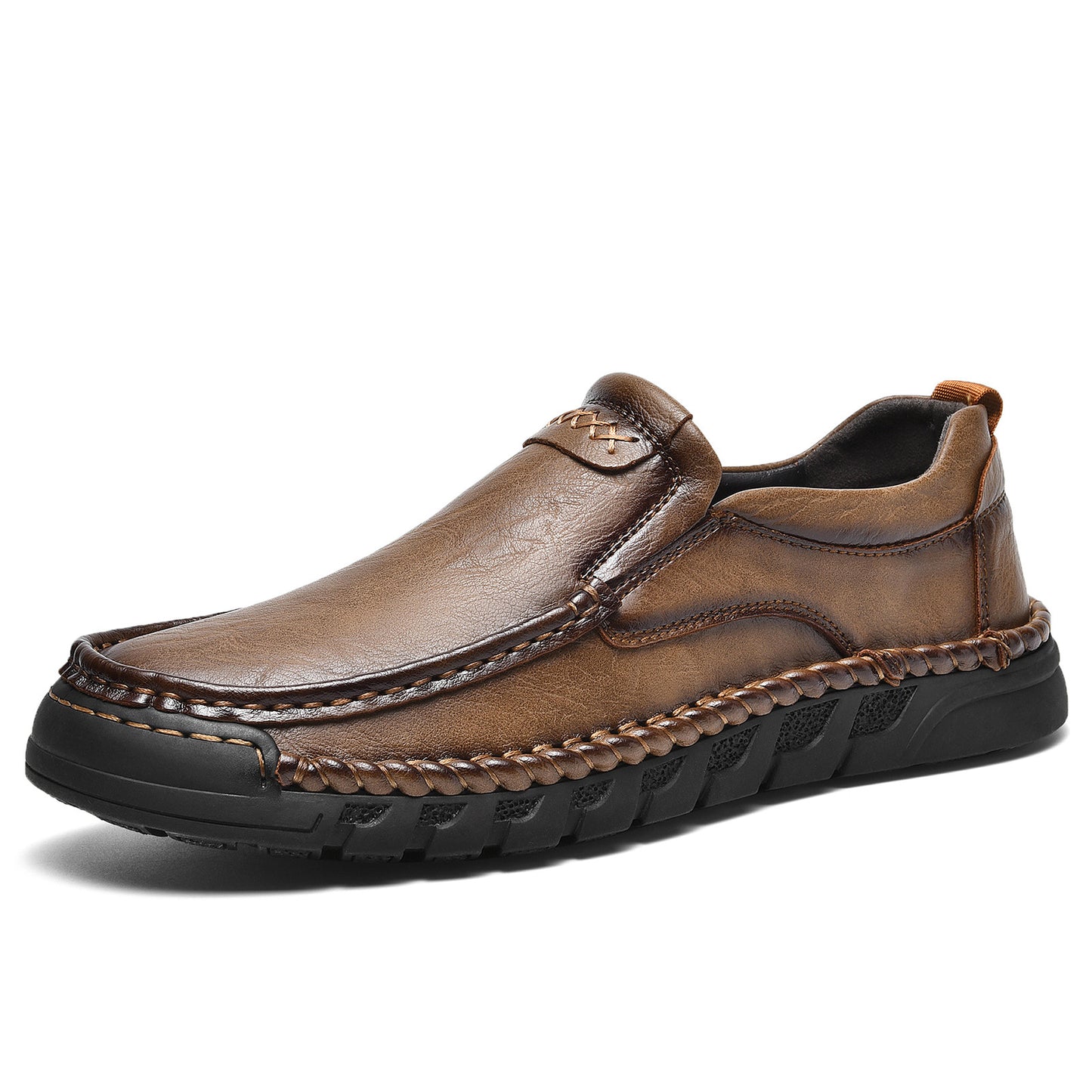 Mostelo® Mens Slip On Casual Outdoor Leather Walking Hiking Shoes