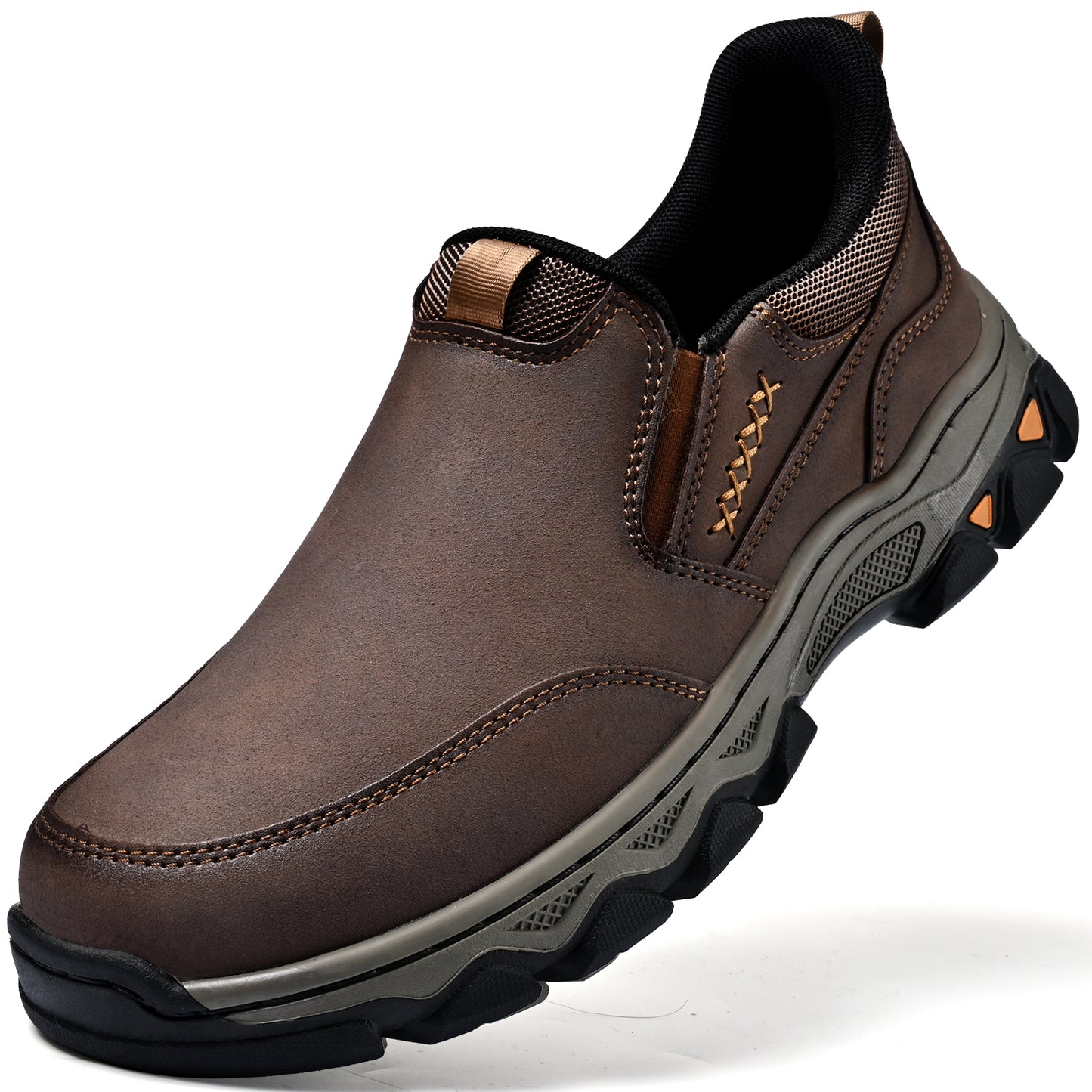 Mostelo® Mens Slip On Casual Outdoor Leather Walking Hiking Shoes V3686