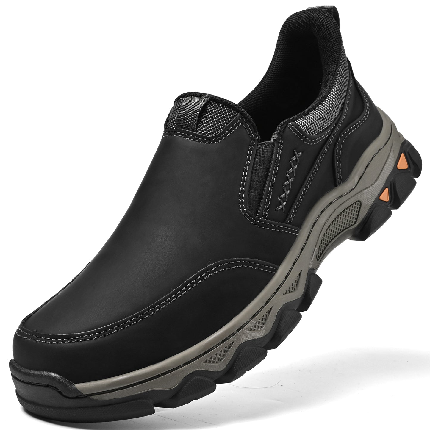 Mostelo® Mens Slip On Casual Outdoor Leather Walking Hiking Shoes V3686