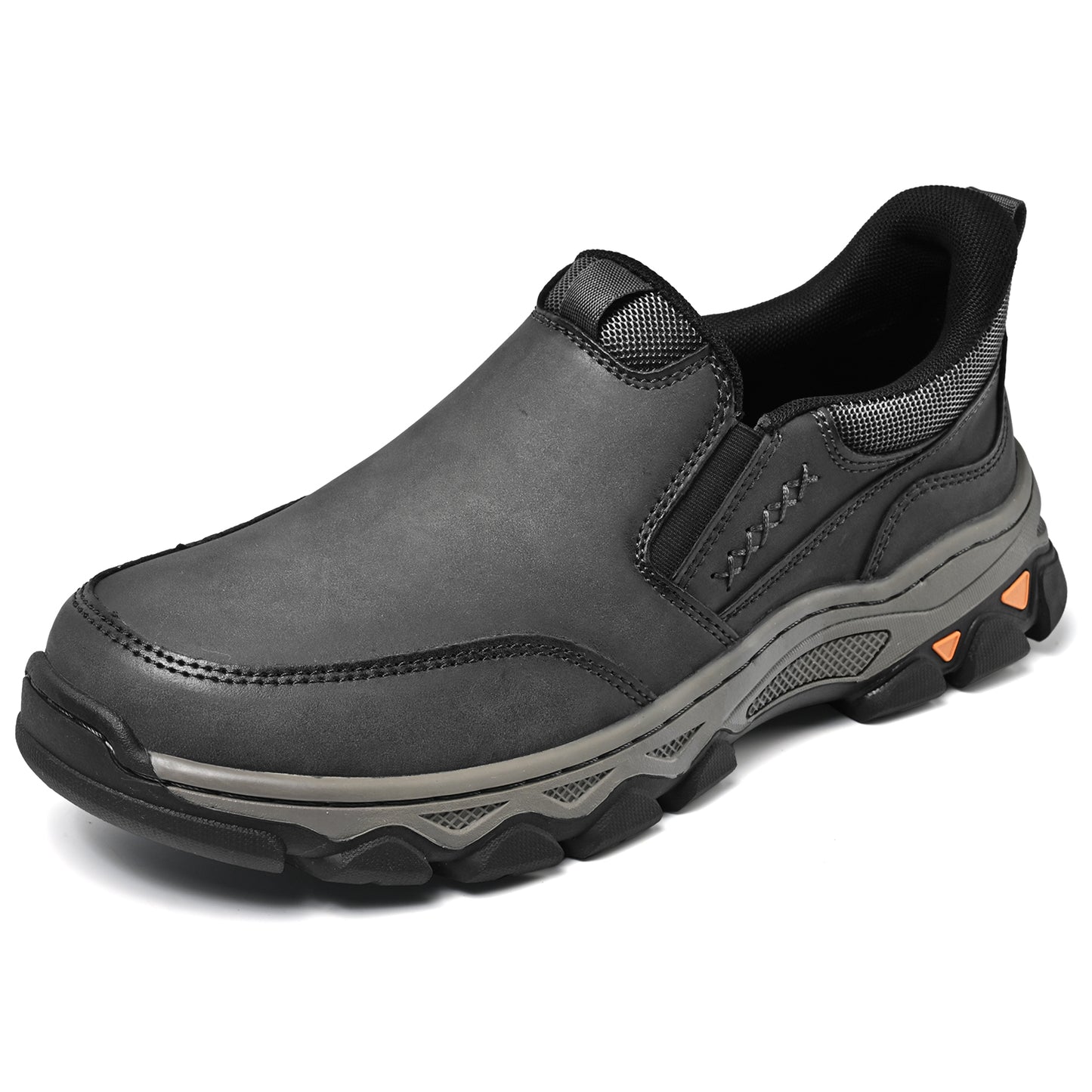 Mostelo® Mens Slip On Casual Outdoor Leather Walking Hiking Shoes V3686
