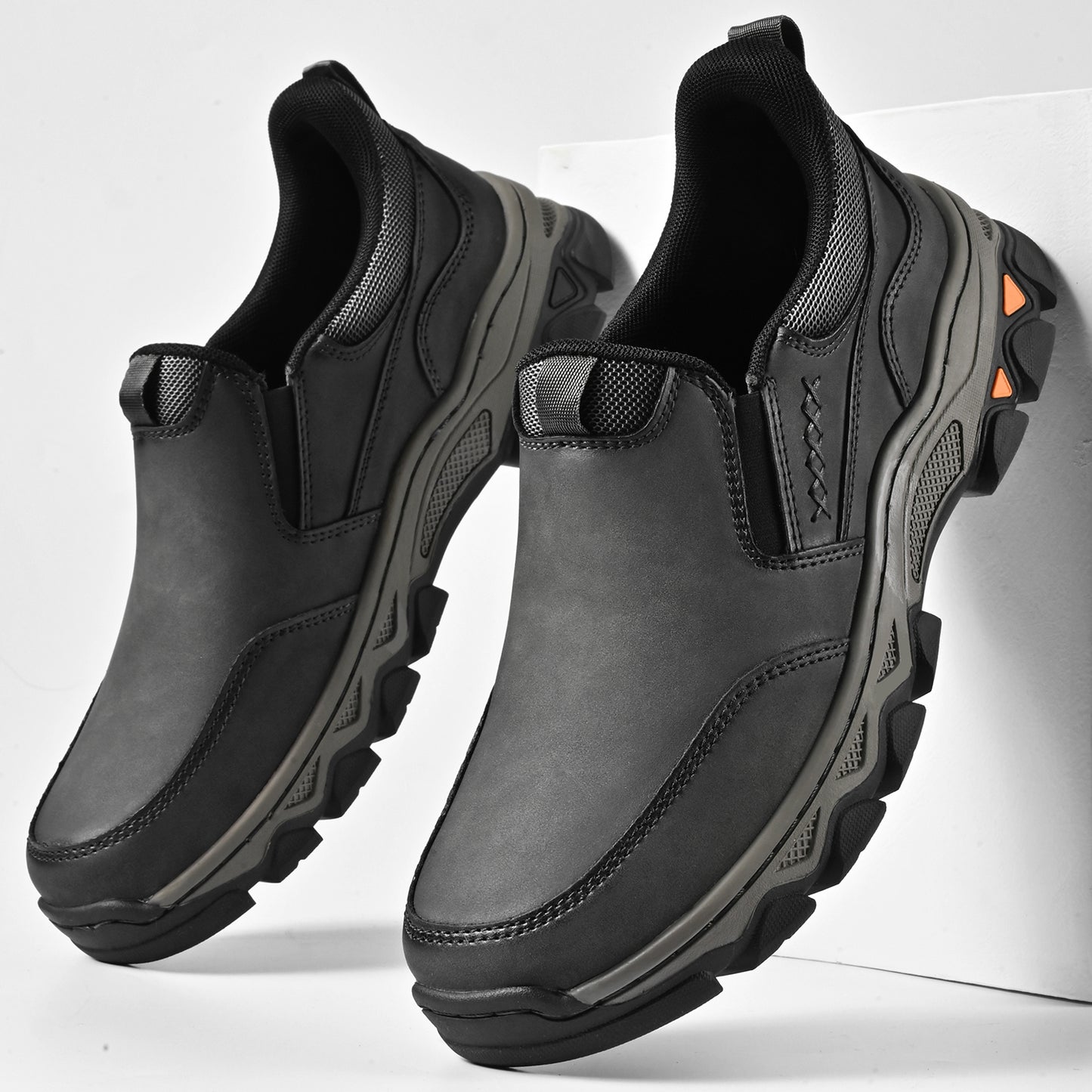 Mostelo® Mens Slip On Casual Outdoor Leather Walking Hiking Shoes V3686
