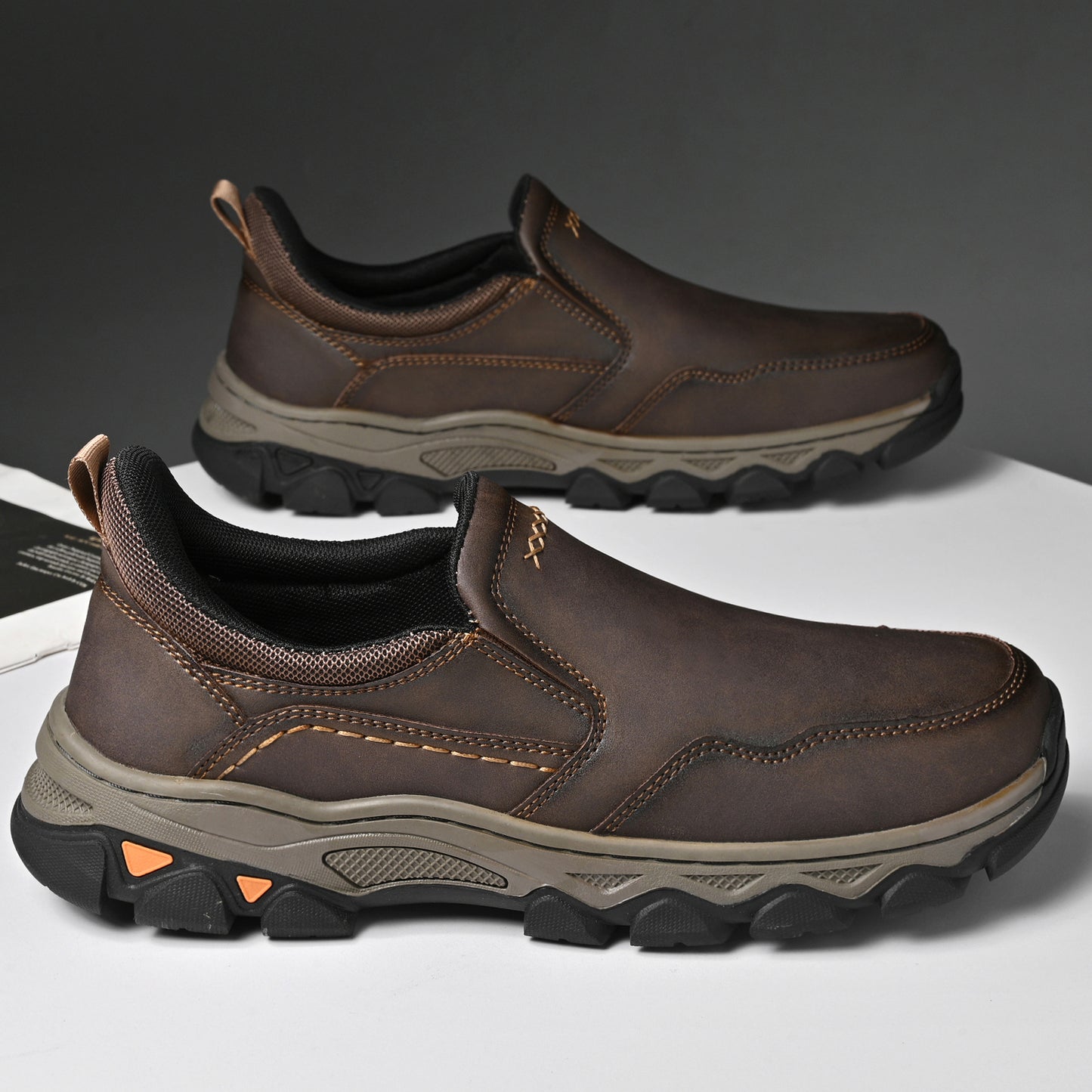 Mostelo® Mens Slip On Casual Outdoor Leather Walking Hiking Shoes V3382/V3699