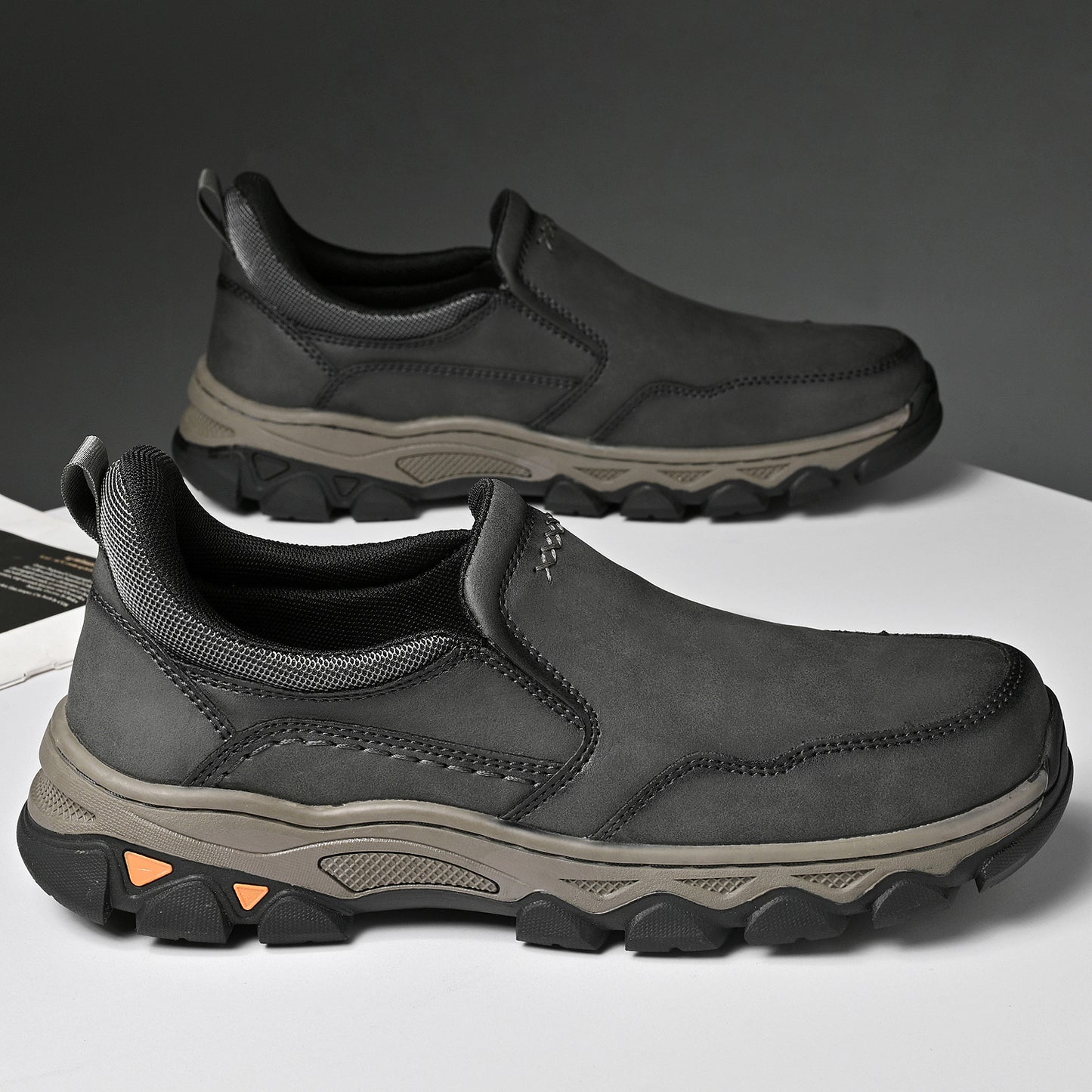 Mostelo® Mens Slip On Casual Outdoor Leather Walking Hiking Shoes V3382/V3699