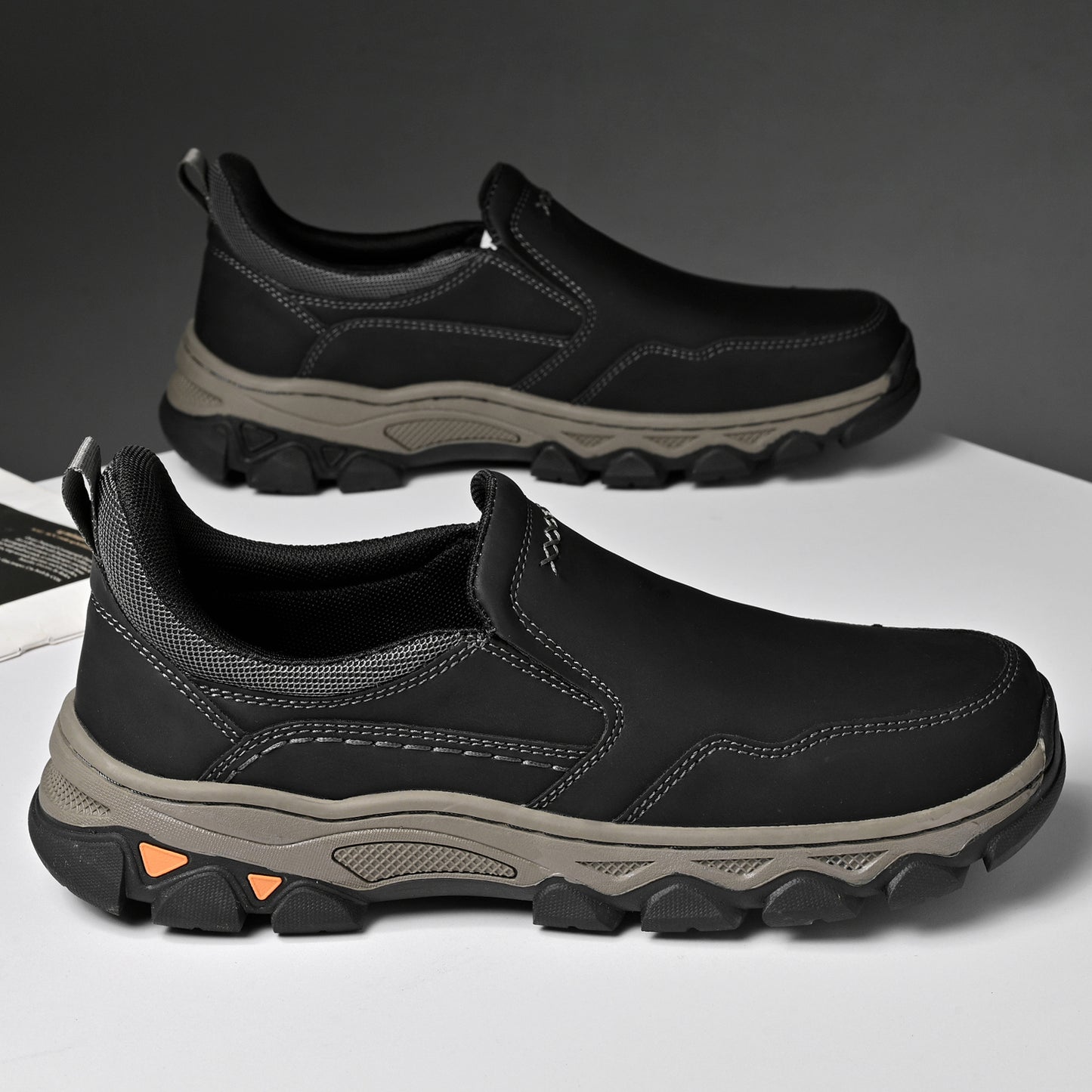 Mostelo® Mens Slip On Casual Outdoor Leather Walking Hiking Shoes V3382/V3699