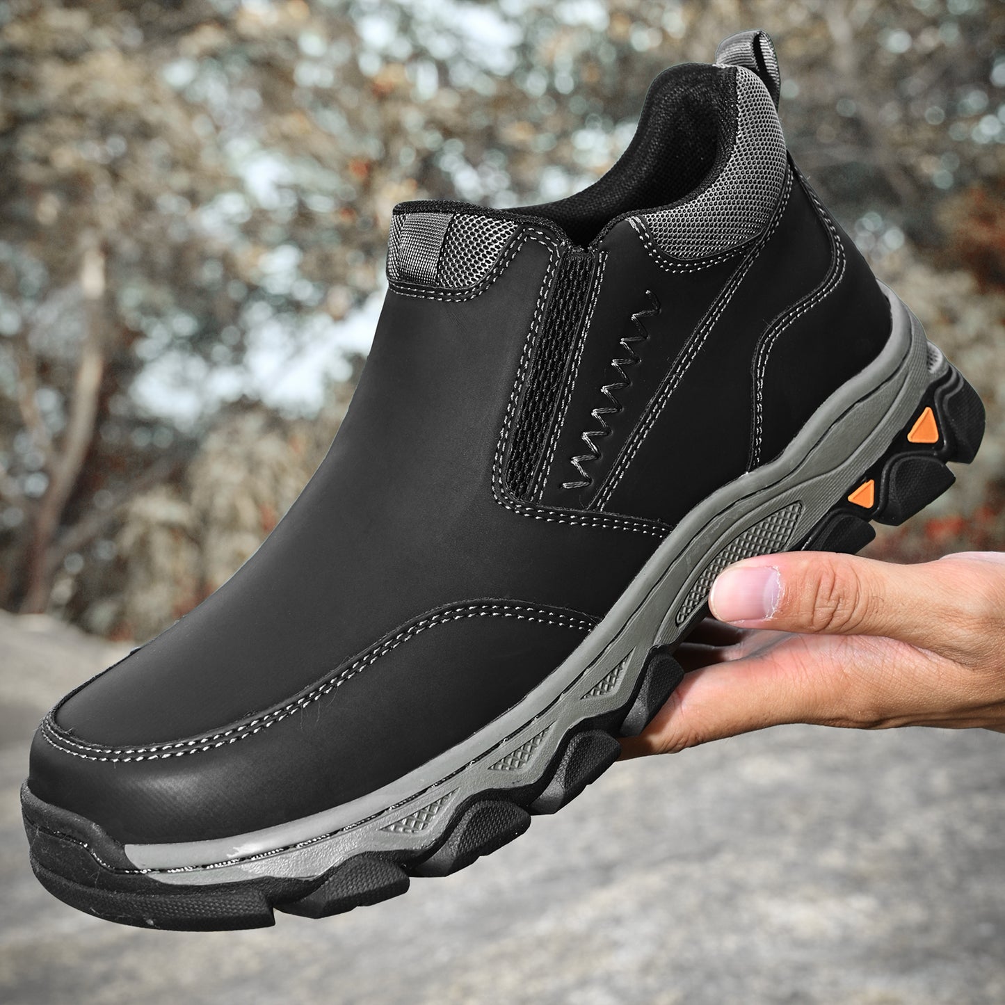 Mostelo® Mens Slip On Casual Outdoor Leather Walking Hiking Shoes V3382/V3699