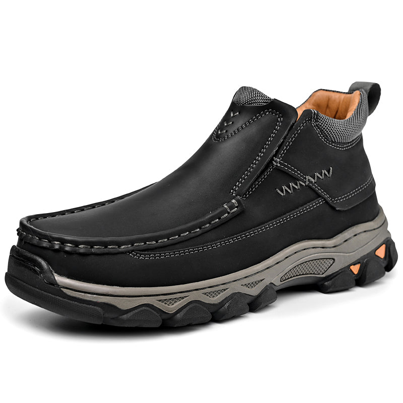Mostelo® Mens Slip On Casual Outdoor Leather Walking Hiking Shoes 3770