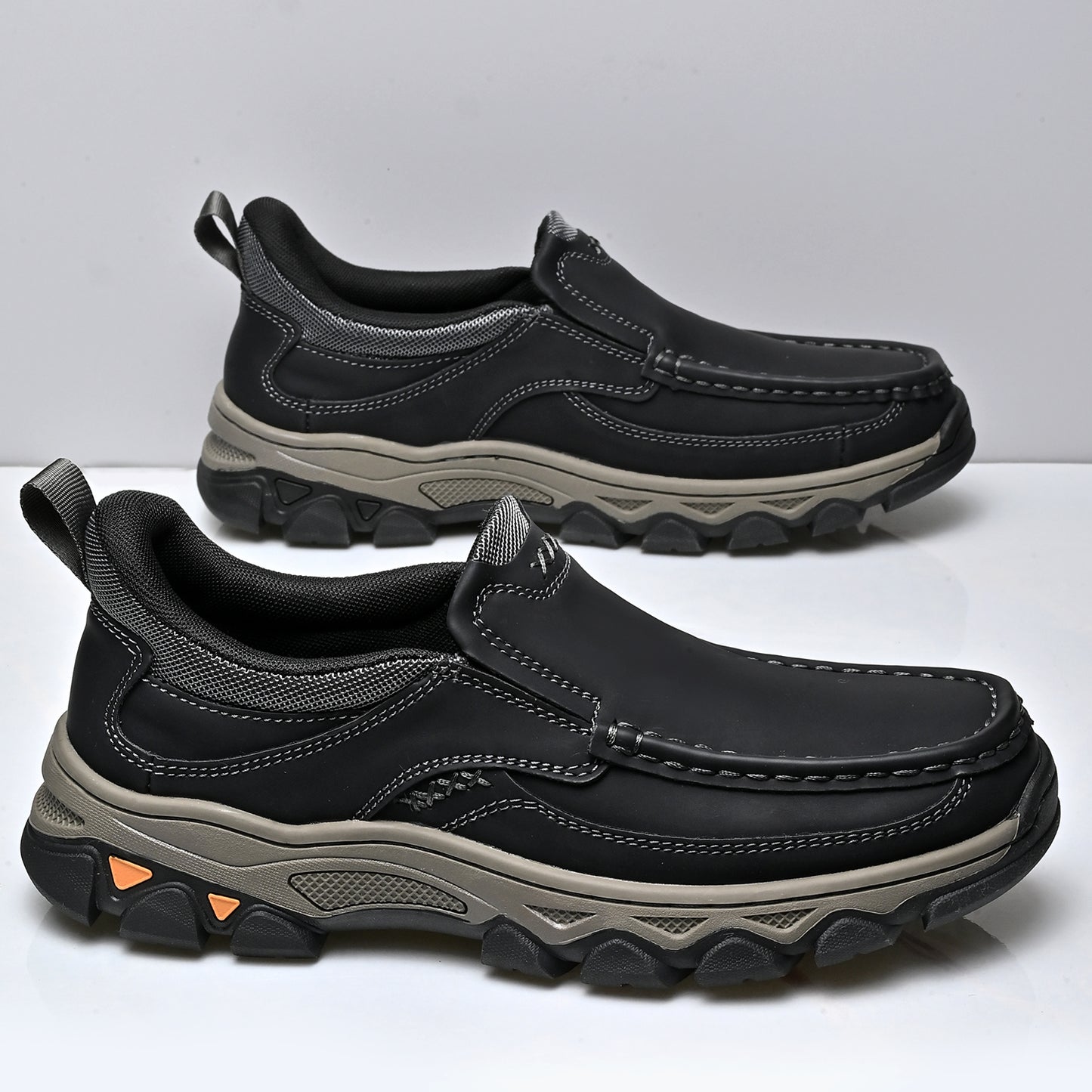 Mostelo® Mens Slip On Casual Outdoor Leather Walking Hiking Shoes V3689