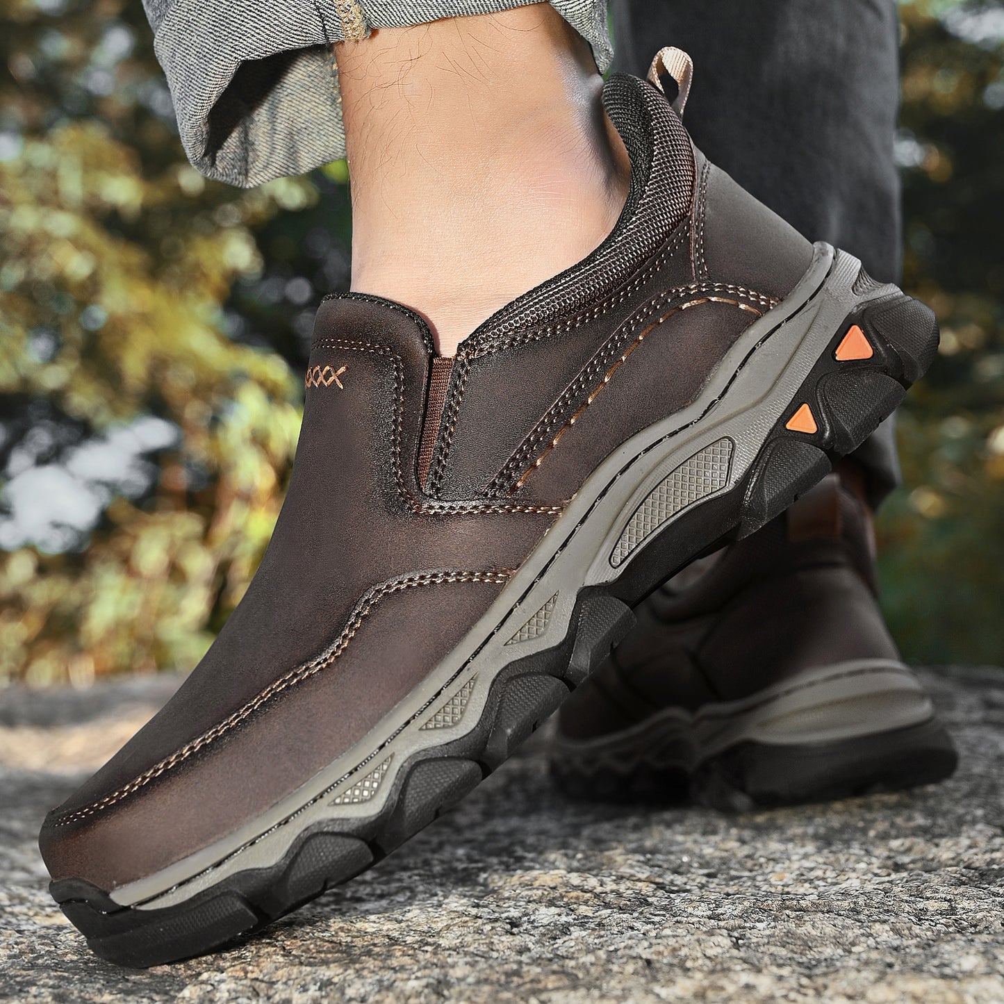 Mostelo® Mens Slip On Casual Outdoor Leather Walking Hiking Shoes V3382/V3699