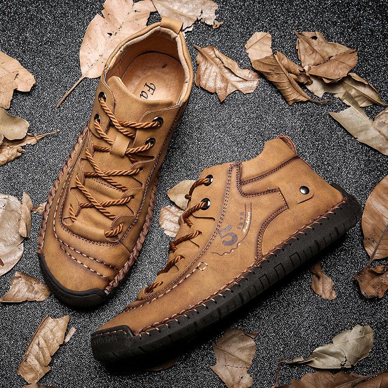 Mostelo™ - Men Hand Stitching Fashionable High-top Leather Boots