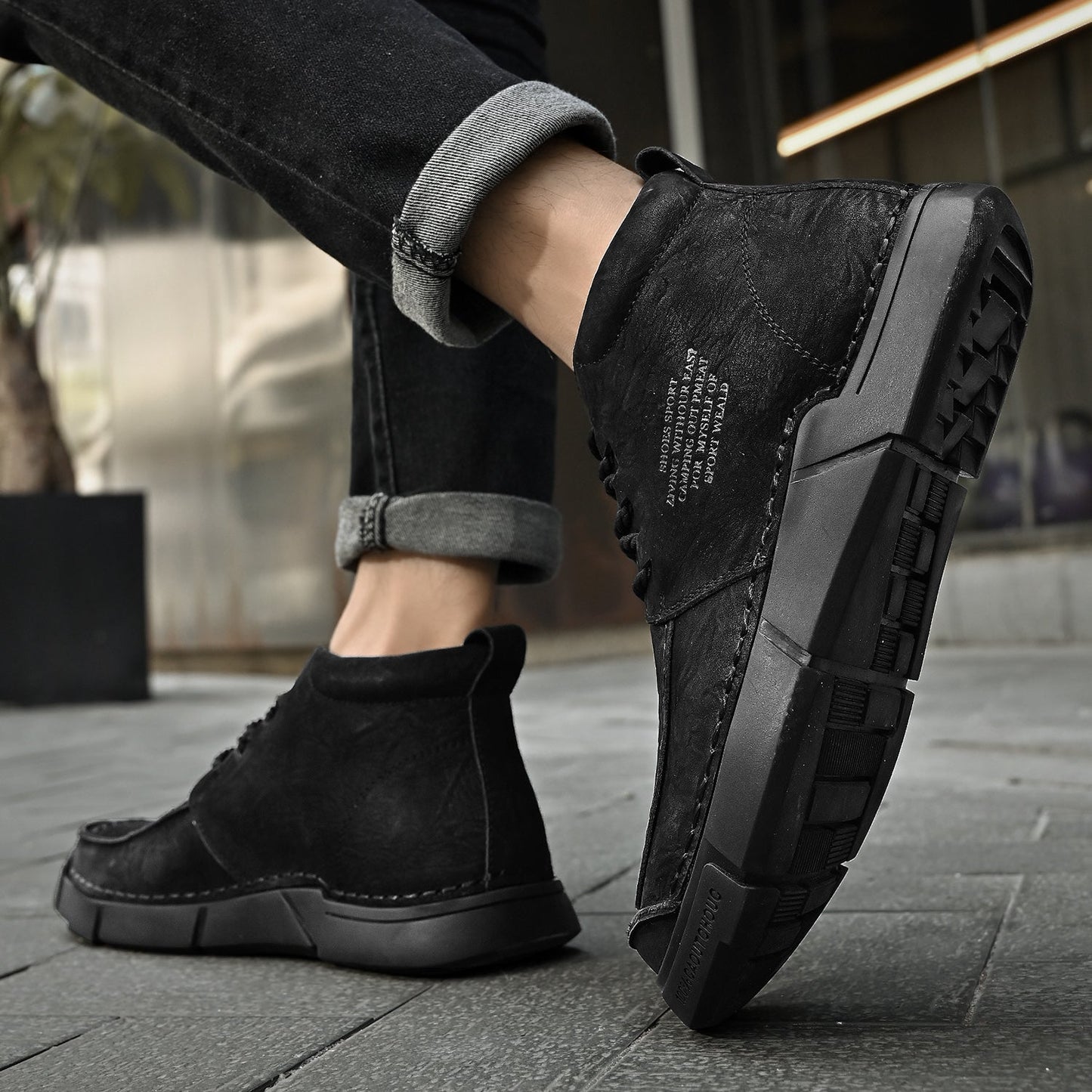Mostelo® -Winter men's casual leather shoes with leather soft soles and high top leather shoes