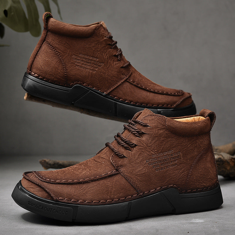 Mostelo® -Winter men's casual leather shoes with leather soft soles and high top leather shoes