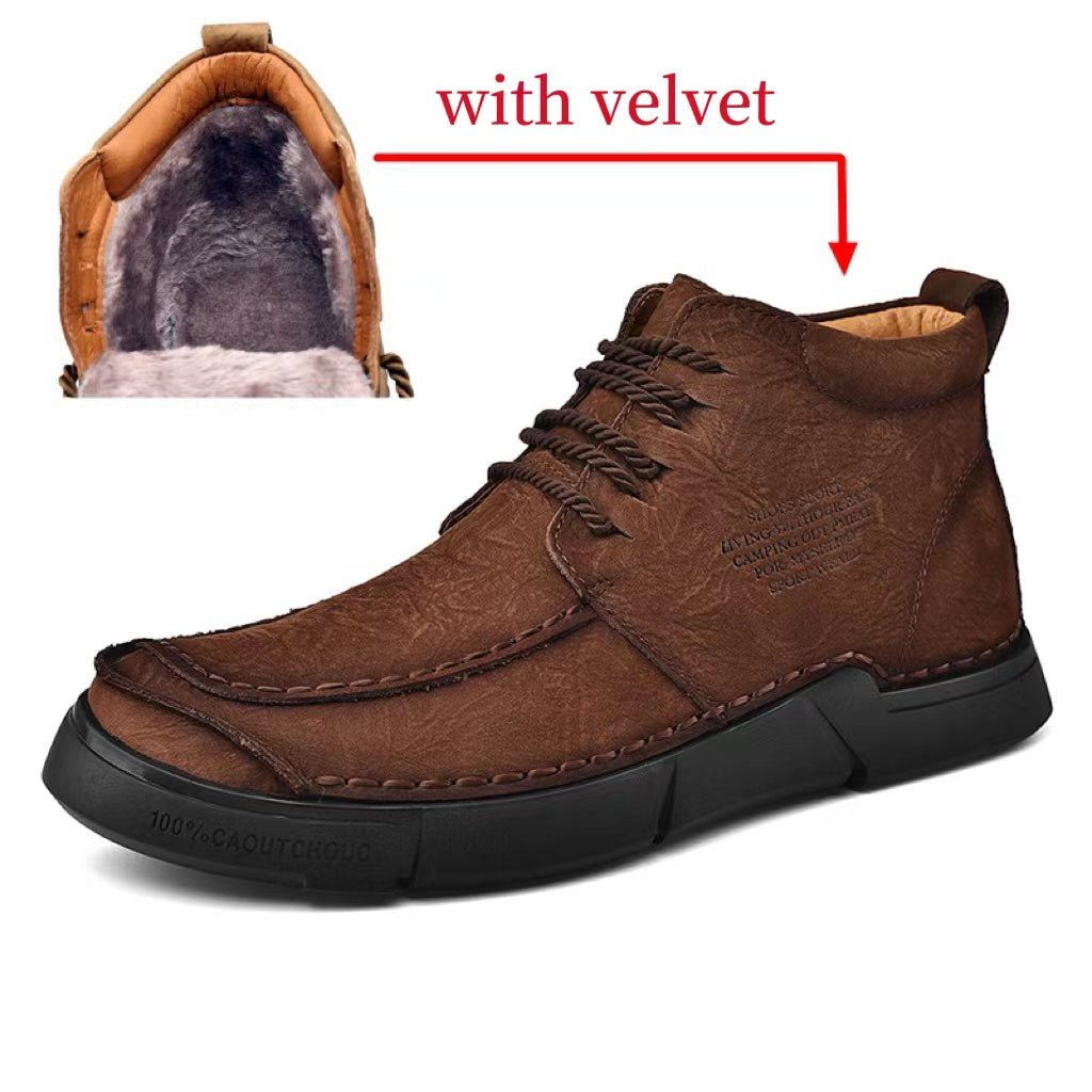 Mostelo® -Winter men's casual leather shoes with leather soft soles and high top leather shoes