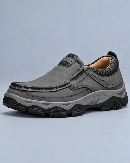 Men's Genuine Leather Moc-Toe Slip-On Walking Shoes