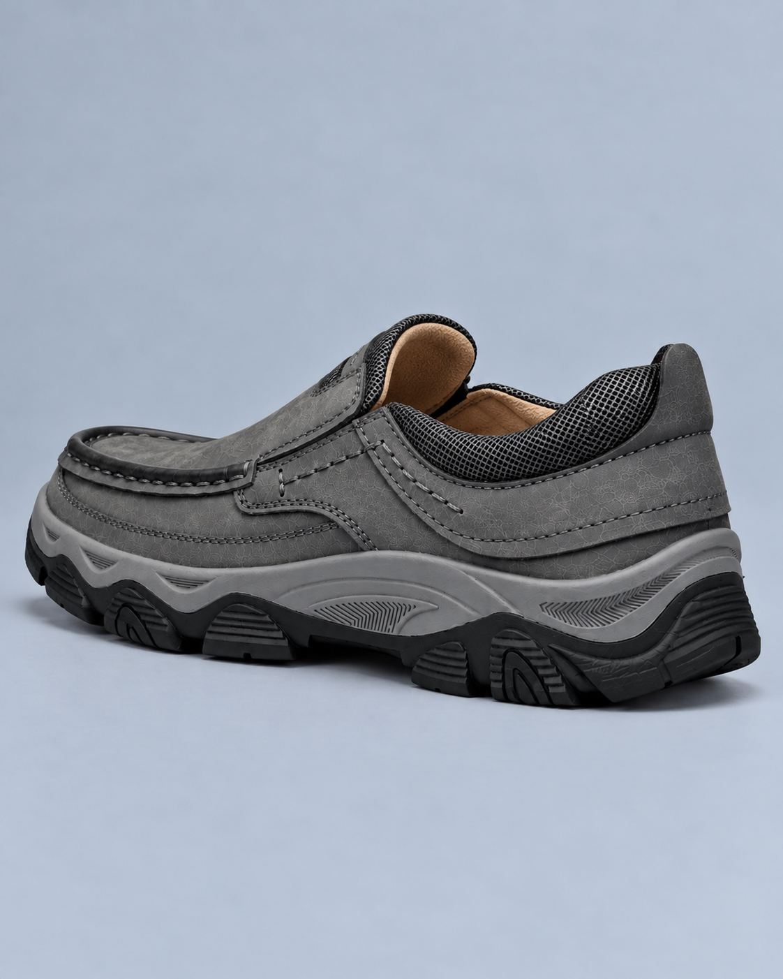 Men's Genuine Leather Moc-Toe Slip-On Walking Shoes
