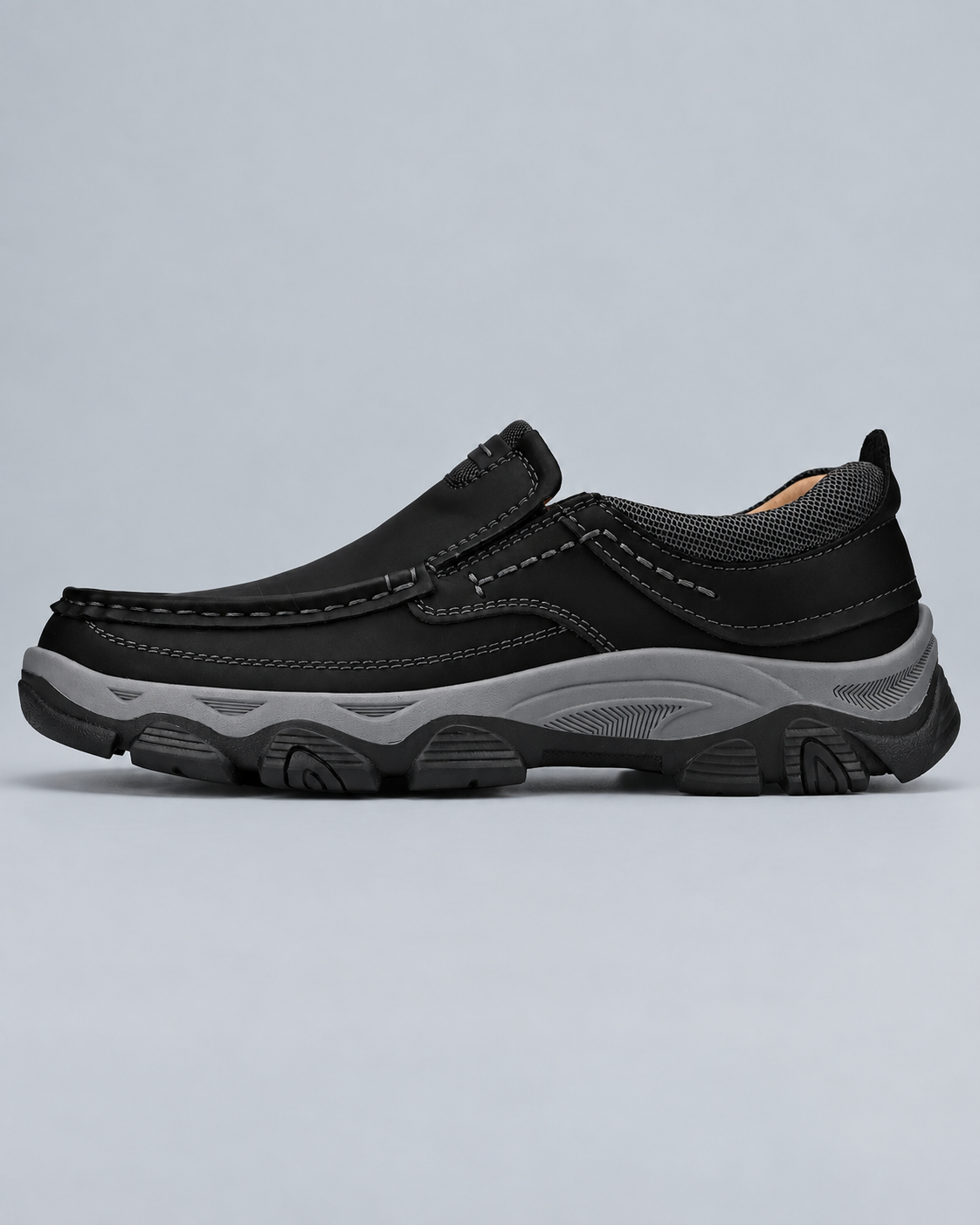 Men's Genuine Leather Moc-Toe Slip-On Walking Shoes