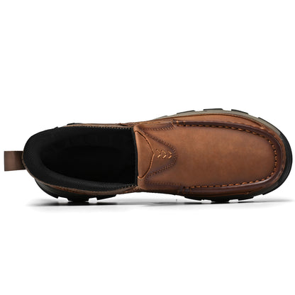 Mostelo® Mens Slip On Casual Outdoor Leather Walking Hiking Shoes V3688