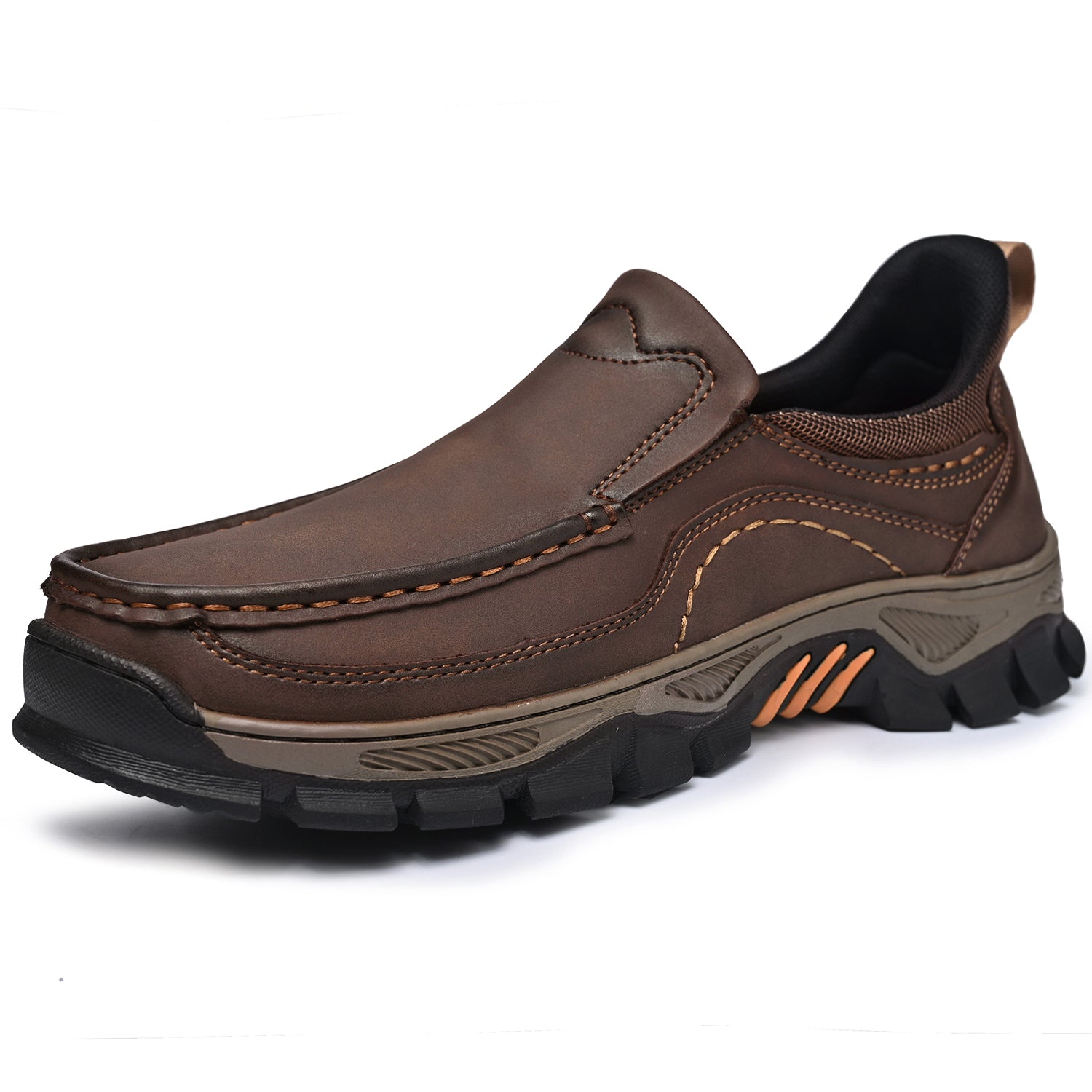 Mostelo® Mens Slip On Casual Outdoor Leather Walking Hiking Shoes V3672/V3673