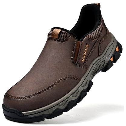 Mostelo® Mens Slip On Casual Outdoor Leather Walking Hiking Shoes V3686