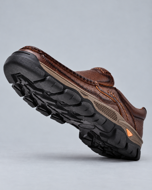 Men's Textured Genuine Leather Slip-On Walking Shoes