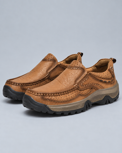 Men's Genuine Leather Slip-On Comfort Walking Shoes