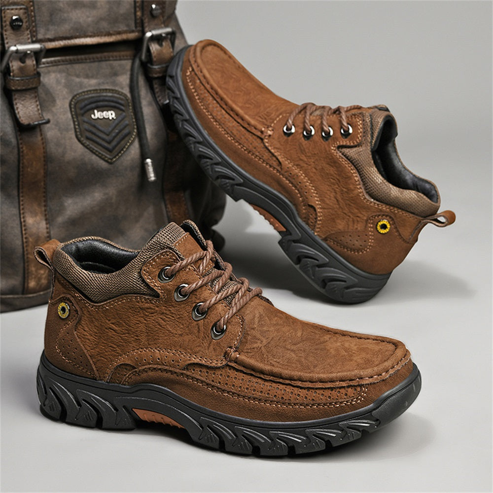 Mostelo® - Men's Leather Boots Leather Casual Men's Shoes Short Boots Outdoor Work Boots Suede Snow Boots