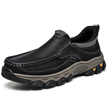 Mostelo® Mens Slip On Casual Outdoor Leather Walking Hiking Shoes V3689