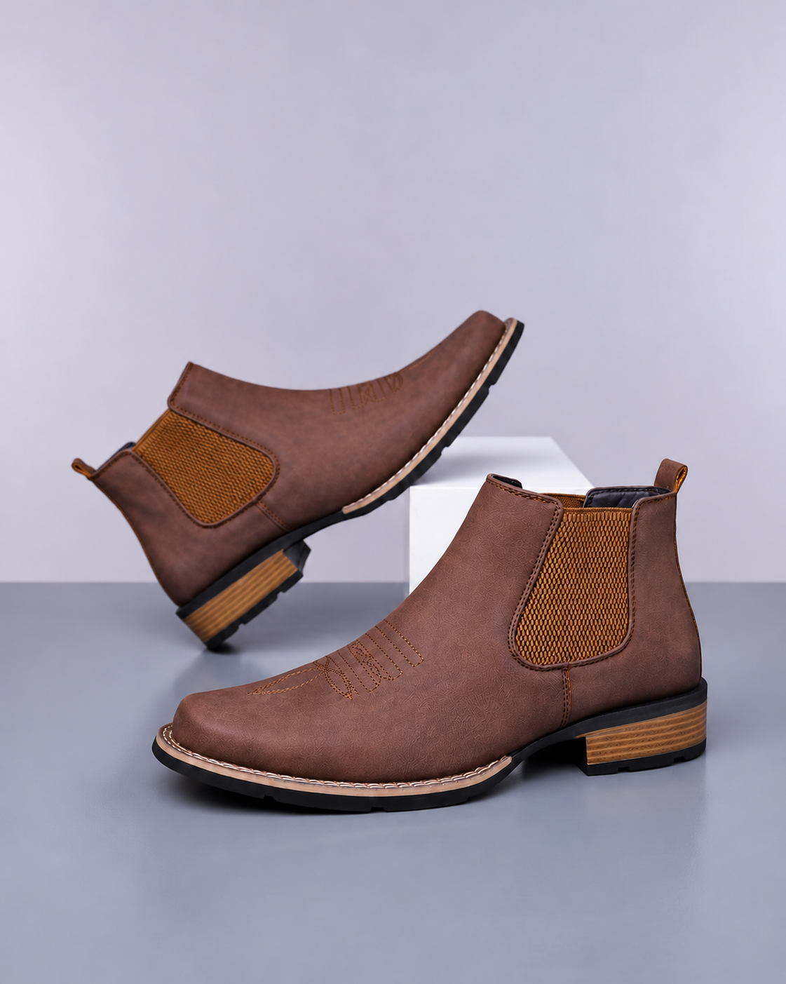 Men's Embroidered Western Chelsea Boots