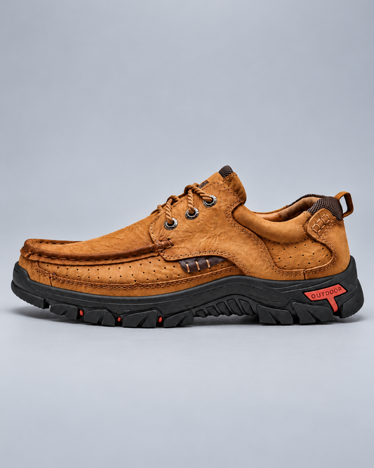 Men's Genuine Leather Outdoor Lace-Up Walking Shoes