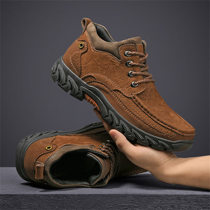 Mostelo® - Men's Leather Boots Leather Casual Men's Shoes Short Boots Outdoor Work Boots Suede Snow Boots