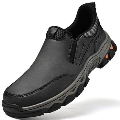 Mostelo® Mens Slip On Casual Outdoor Leather Walking Hiking Shoes V3686