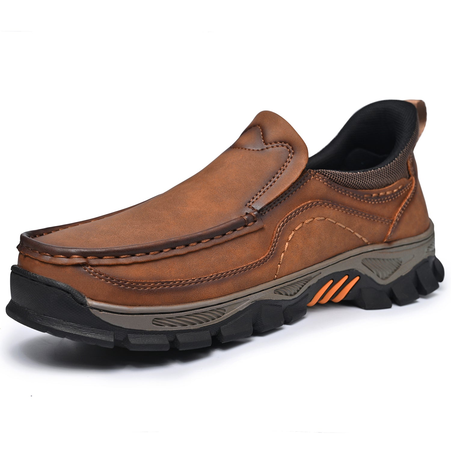 Mostelo® Mens Slip On Casual Outdoor Leather Walking Hiking Shoes V3672/V3673