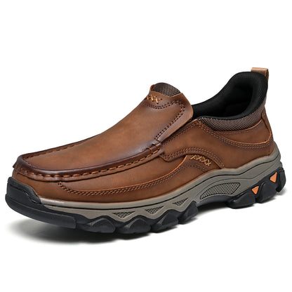 Mostelo® Mens Slip On Casual Outdoor Leather Walking Hiking Shoes V3689