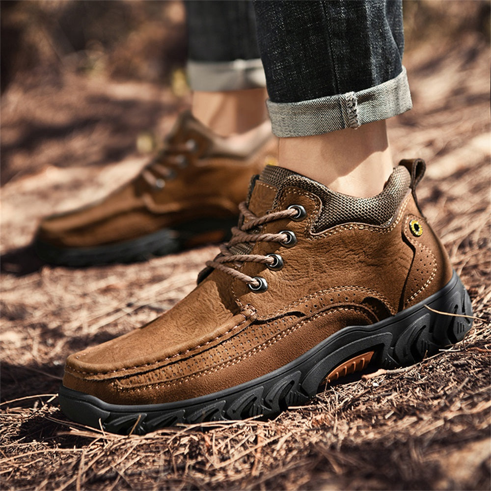 Mostelo® - Men's Leather Boots Leather Casual Men's Shoes Short Boots Outdoor Work Boots Suede Snow Boots