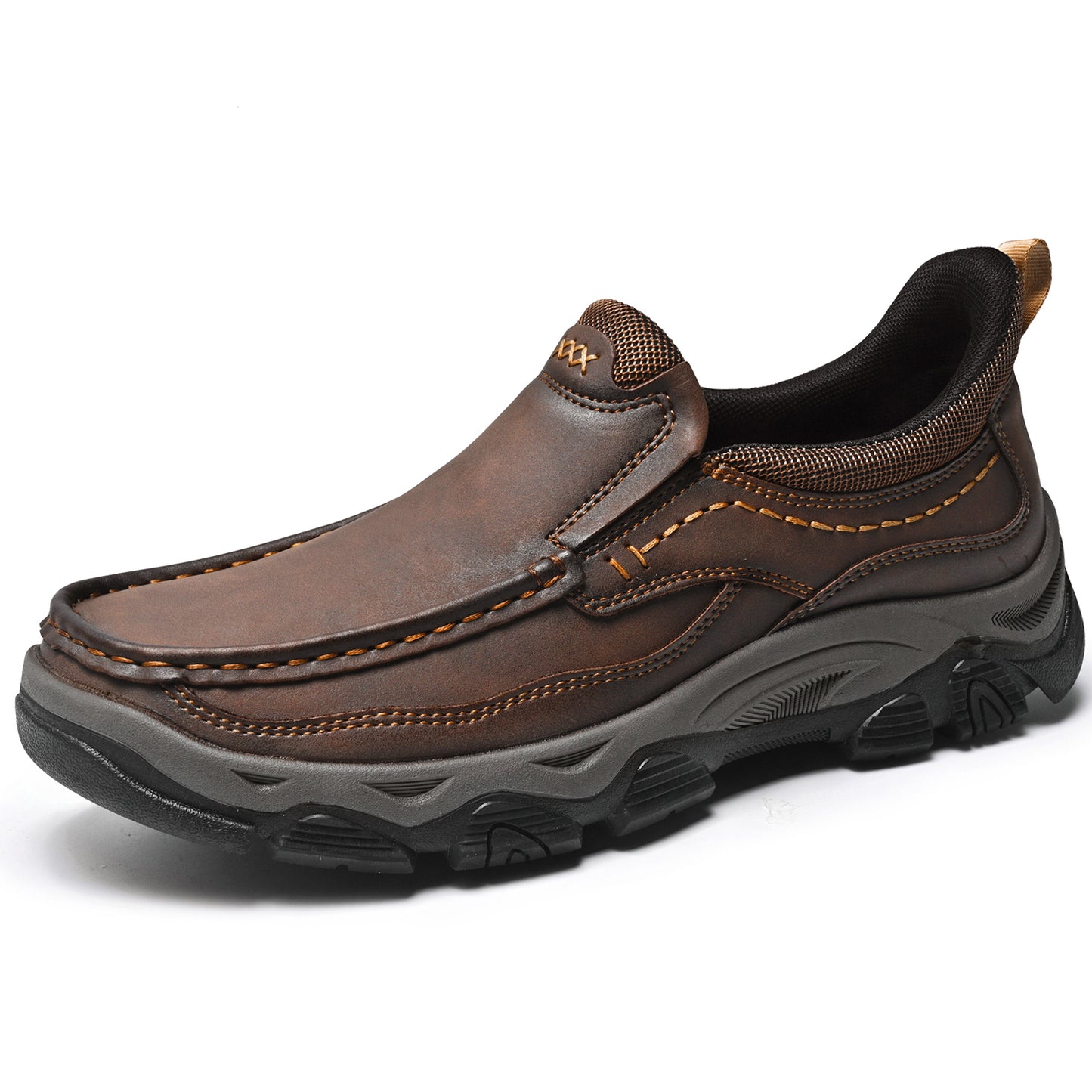 Mostelo® Mens Slip On Casual Outdoor Leather Walking Hiking Shoes V3672/V3673