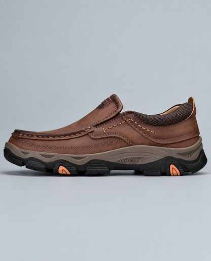 Men's Genuine Leather Moc-Toe Slip-On Walking Shoes