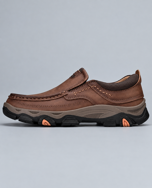 Men's Genuine Leather Moc-Toe Slip-On Walking Shoes
