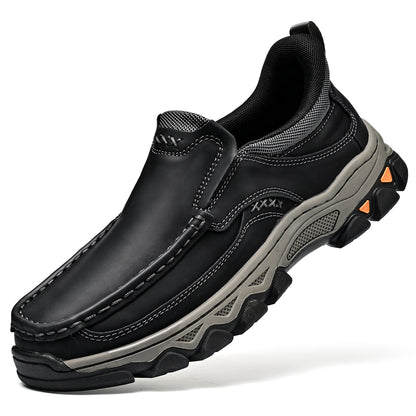 Mostelo® Mens Slip On Casual Outdoor Leather Walking Hiking Shoes V3689