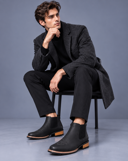 Men's Embroidered Western Chelsea Boots